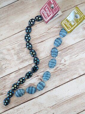 Halcraft Bead Gallery Czech Glass Oval Beads Blue Black DIY Jewelry Craft Supply